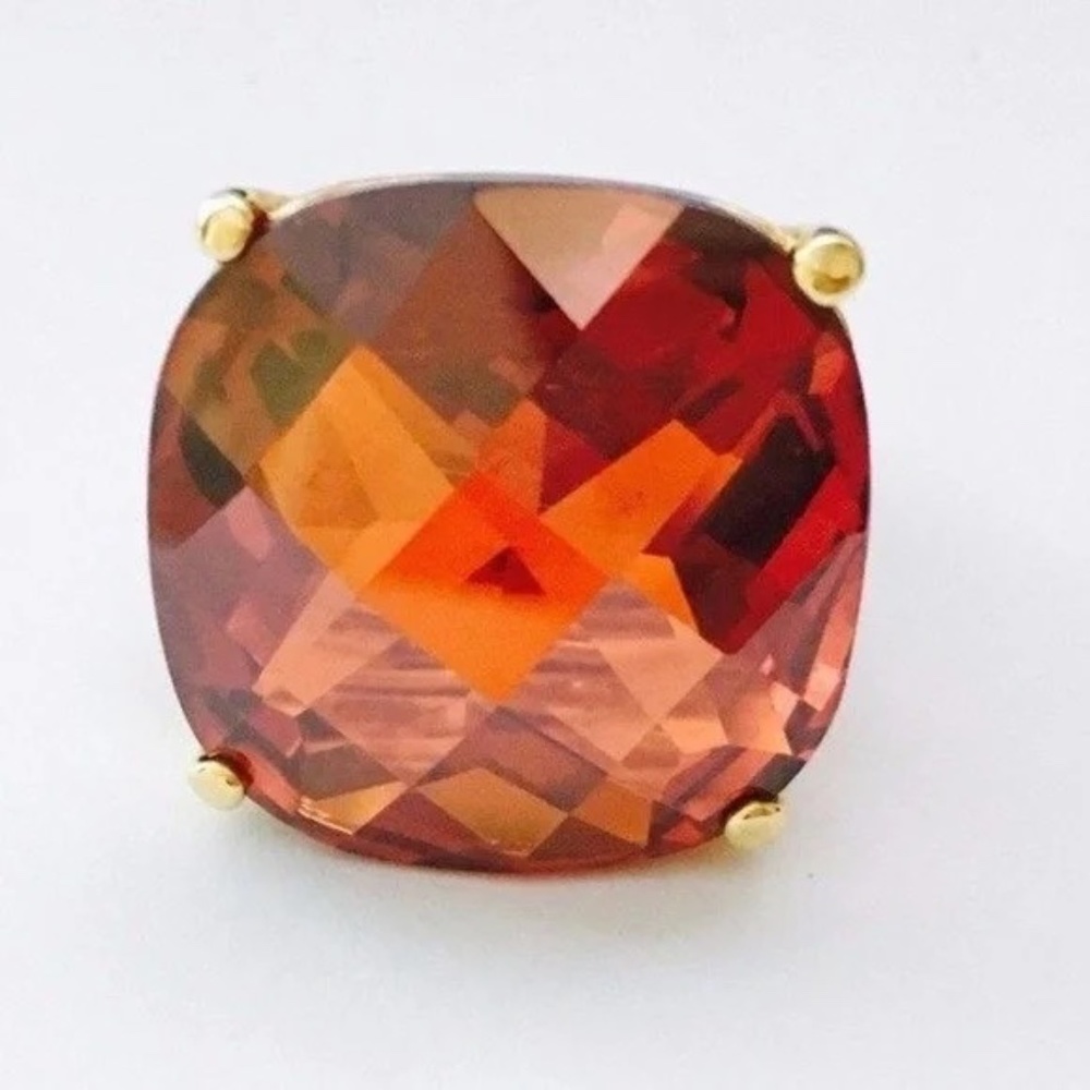 Vintage Cranberry Crystal Cocktail Ring Size 7